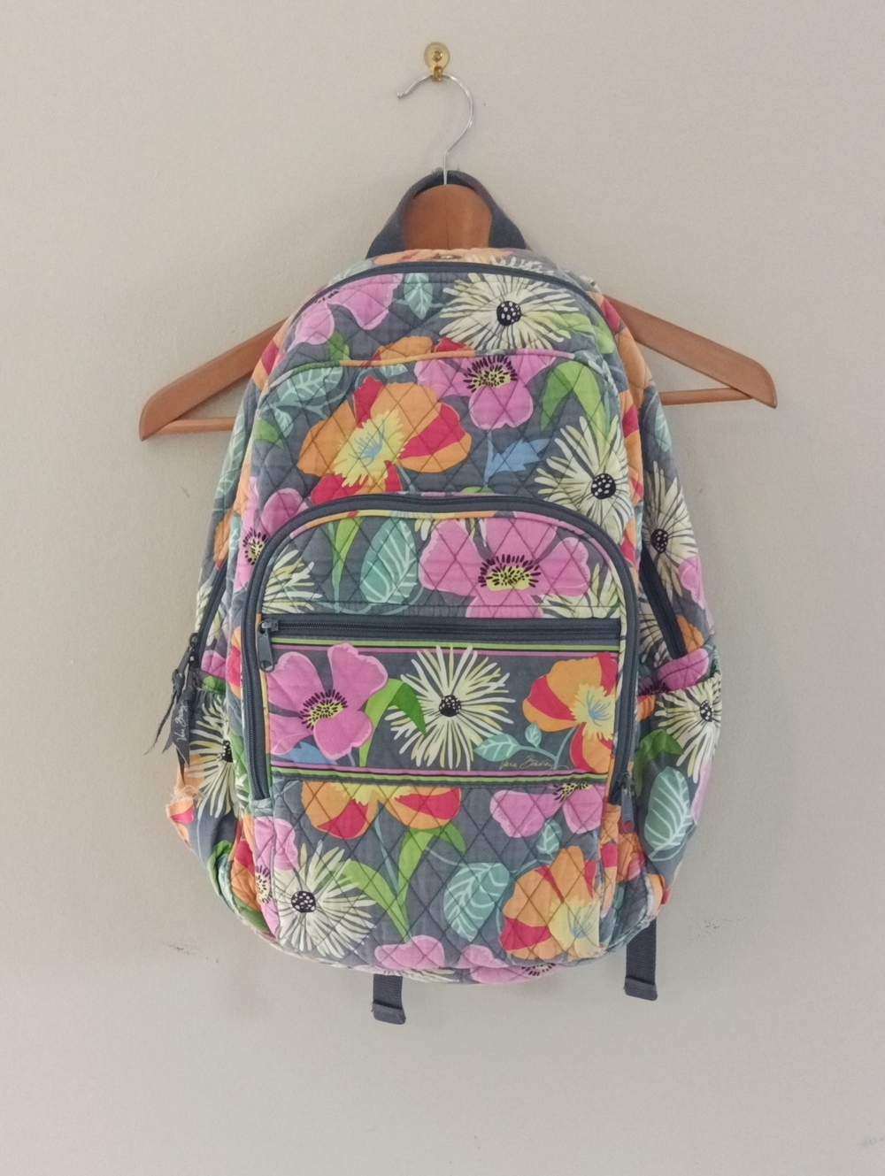 Vera Bradley Floral Quilted Backpack in Gray Multicolor